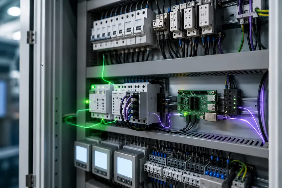 Illustration of an industrial cabinet for local data collection and control