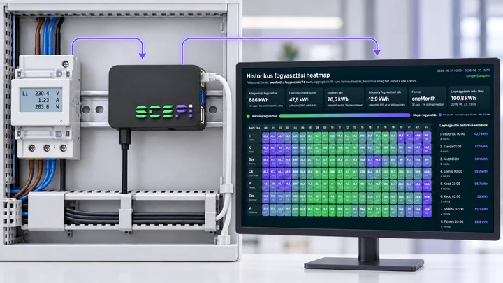 Meter data flowing through the Scepi gateway to the Smart EMS interface – product illustration