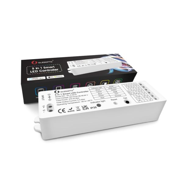 Gledopto GL-C-001P, Pro 5-in-1-ben LED vezérlés, 12V-54V DC (Zigbee+2.4GHz RF)