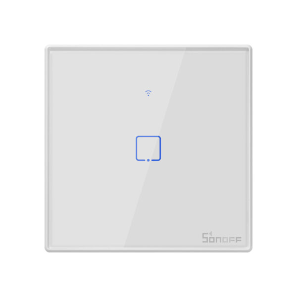 Sonoff TX T2EU1C WiFi+RF, érintős 1 gombos villanykapcsoló (fehér, kerettel)
