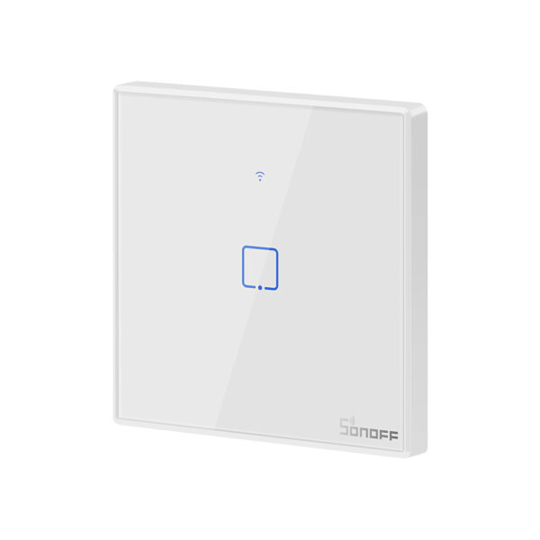 Sonoff TX T2EU1C WiFi+RF, érintős 1 gombos villanykapcsoló (fehér, kerettel)