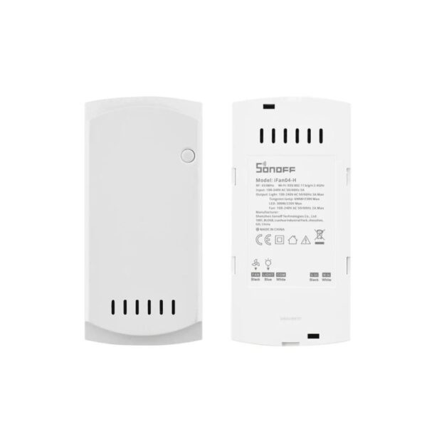 Sonoff iFan04 Wi-Fi-s okos, fordulatszám-szabályzós ventillátor- és világítás-vezérlés (iFan04-H)