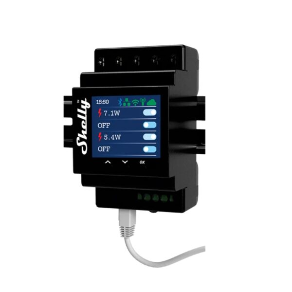 Shelly Pro 4PM négy áramkörös WiFi + Ethernet + Bluetooth okosrelé, kapcsolóbemenettel, DIN-sínre szerelhető