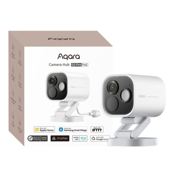 Aqara-Camera-hub-g5-pro-Poe-white-1740153739460 Aqara G5 Camera Hub Pro, kültéri HomeKit SecureVideo kamera, beépített Zigbee és Thread átjáróval, POE verzió, fehér