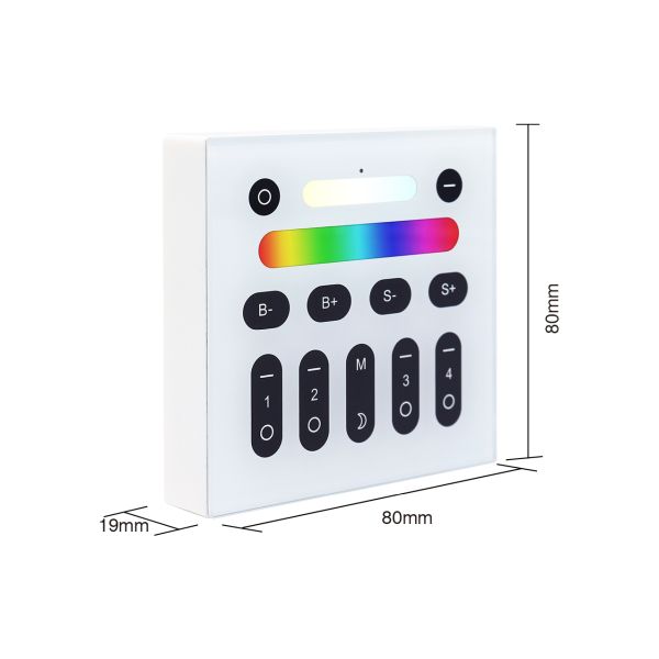Gledopto GL-W-003Z, 2.4GHz RF vezeték nélküli fali panel, elemes (Gledopto Pro LED termékekhez)