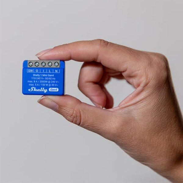 Shelly 1 Mini GEN4 egy áramkörös Wi-Fi + Bluetooth / Zigbee 3.0  multi-protokoll okosrelé, Matter kompatibilis (8A)