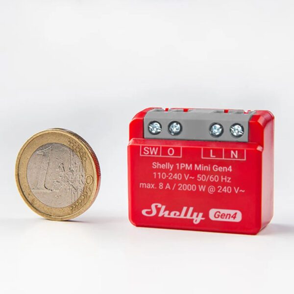 Shelly 1PM Mini Gen4 egy áramkörös Wi-Fi + Bluetooth / Zigbee 3.0 multi-protokoll okosrelé, Matter kompatibilis (8A)
