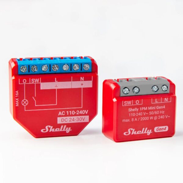 Shelly 1PM Mini Gen4 egy áramkörös Wi-Fi + Bluetooth / Zigbee 3.0 multi-protokoll okosrelé, Matter kompatibilis (8A)