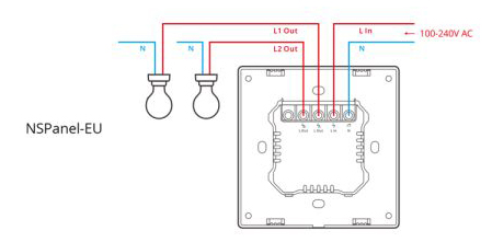 Sonoff NSPanel 2 gombos WiFi-s villanykapcsoló, érintőkijelzővel, termosztát funkcióval, szürke