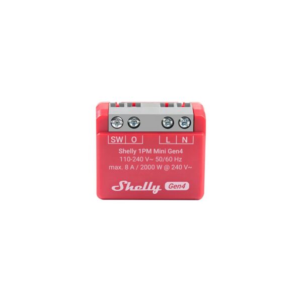 Shelly 1PM Mini Gen4 egy áramkörös Wi-Fi + Bluetooth / Zigbee 3.0 multi-protokoll okosrelé, Matter kompatibilis (8A)