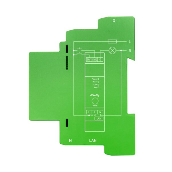 Shelly PRO Dimmer 1PM, DIN-sínes, 1 áramkörös okos Dimmer (WiFi + Ethernet + Bluetooth)