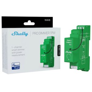 Shelly Wave Pro Dimmer 1PM, egy áramkörös, fogyasztásmérős fényerőszabályozó modul, Z-Wave