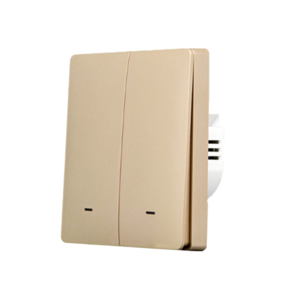 gold-2-1685563075891 SmartWise B62 UNI Zigbee 3.0 + RF, univerzális bekötésű, 2 áramkörös, fizikai nyomógombos okos villanykapcsoló, arany színű