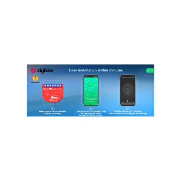 Nous B4Z okos Tuya Zigbee mini redőnyvezérlő / motoros függönyvezérlő modul, kapcsolóbemenettel