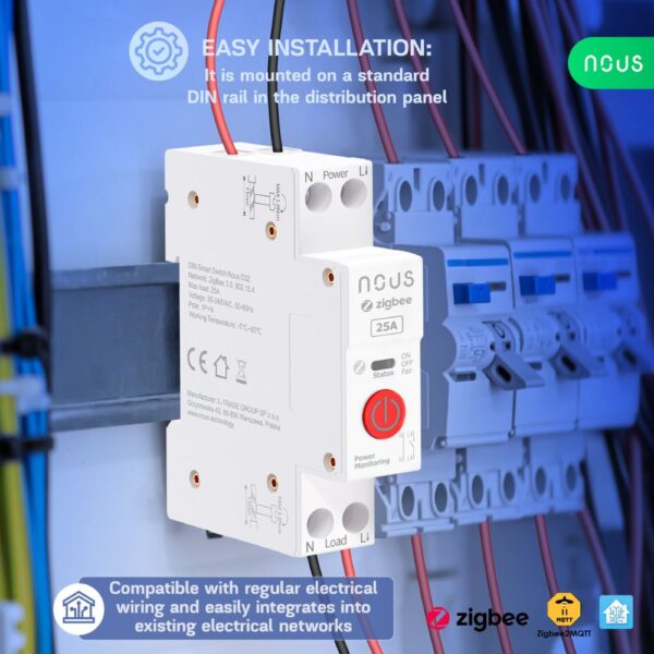 Nous D1Z DIN-sín kompatibilis Tuya Zigbee relémodul 16A