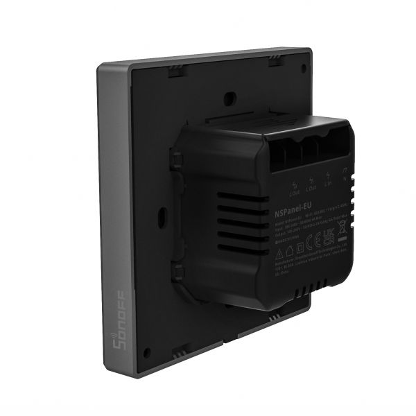 Sonoff NSPanel 2 gombos WiFi-s villanykapcsoló, érintőkijelzővel, termosztát funkcióval, szürke
