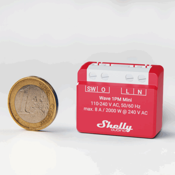 Shelly Qubino Wave 1PM MINI, egy áramkörös okosrelé, fogyasztásméréssel (Z-Wave)