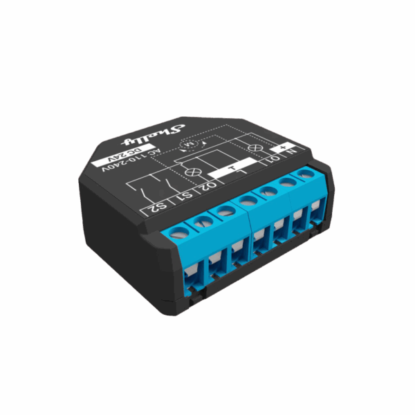 Shelly PLUS 2PM WiFi + Bluetooth, két áramkörös okosrelé, áramfogyasztás-méréssel