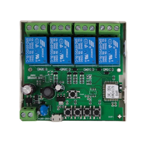 SmartWise 85V-250V AC négy áramkörös, Wi-Fi+Bluetooth NO/NC okosrelé